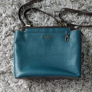 Chala Teal and Brown Crossbody Bag